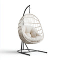 Hamak lub fotel wisz?cy, Bia?e jajko ogr¨®d wisz?ce fotel ze stalowym oparciem 105 x 105 x 195 cm w rattan PE