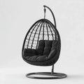Hamak lub fotel wisz?cy, Podw¨®jny ogr¨®d fotel czarny 146 x 95 x 196 cm stali i PE owalny rattan