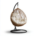 Hamak lub fotel wisz?cy, Br?zowy i czarny rattan PE ogr¨®d wisz?ce fotel z poduszkami 105 x 105 x 195 cm