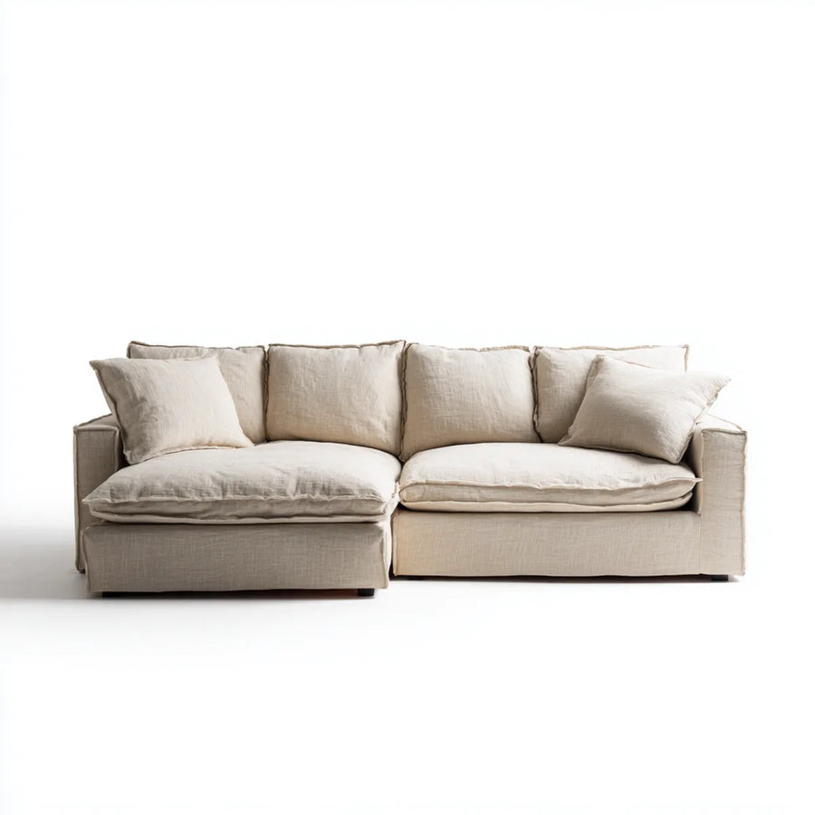 sofa 3-osobowa 2-częściowa beżowa 240 x 100 x 85 cm poliestrowy prostokątna