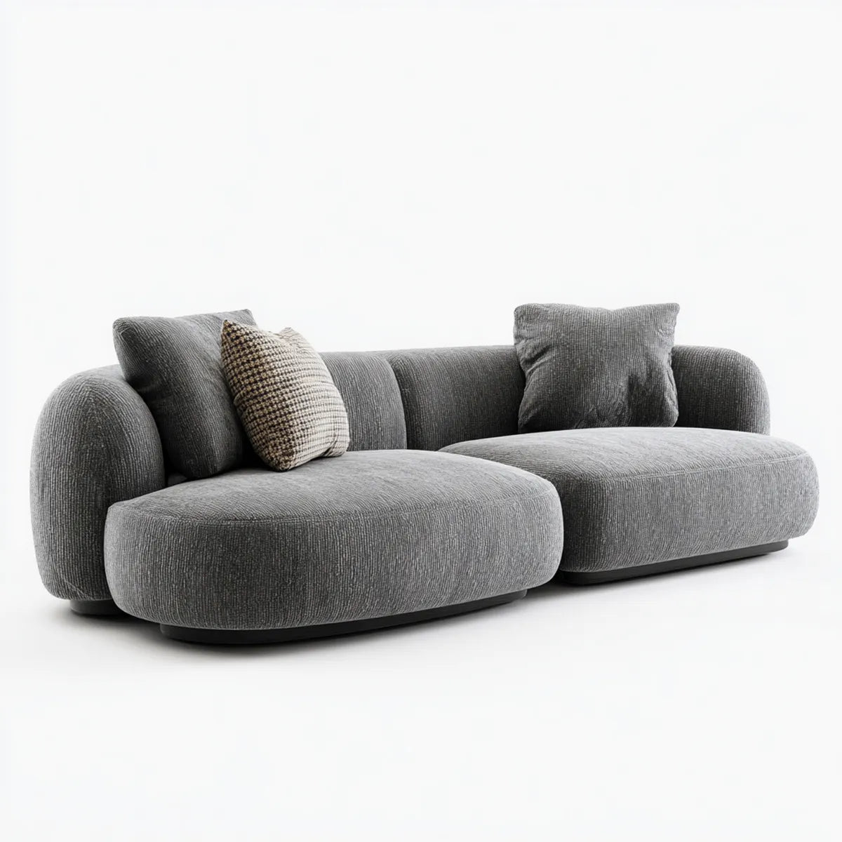 Sofa 3-osobowa Ciemnoszara 240 x 105 x 70 cm, aksamitny kształt poliestrowego sznura