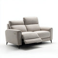 Sofa, Elektryczna rozk?adana sofa 2 fotele be?owe w prostok?tnym kszta?cie poliestru 160 x 95 x 102 cm