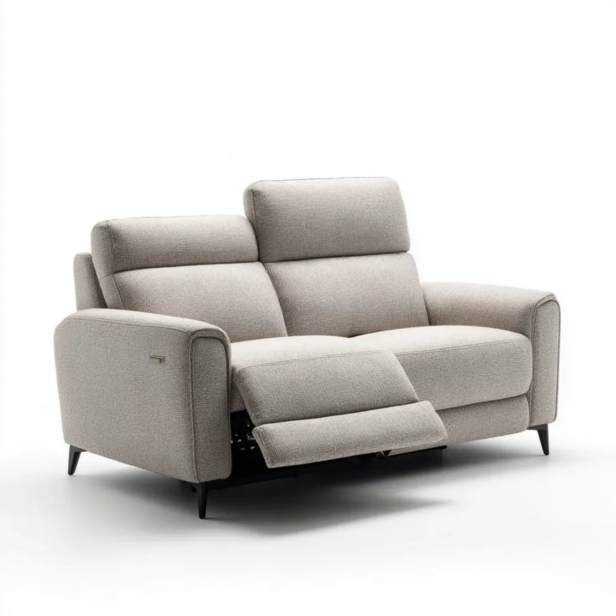 Sofa, Elektryczna rozk?adana sofa 2 fotele be?owe w prostok?tnym kszta?cie poliestru 160 x 95 x 102 cm