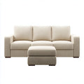 Sofa 3 fotele z be?owym poliestrowym ottomanem prostok?tnym kszta?tem 210 x 90 x 85 cm