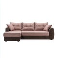 Sofa, Kanapa naro?na 3 fotele z krzese?kiem z lewej go??bi i br?zowym mikrofibrem 250 x 155 x 85 cm