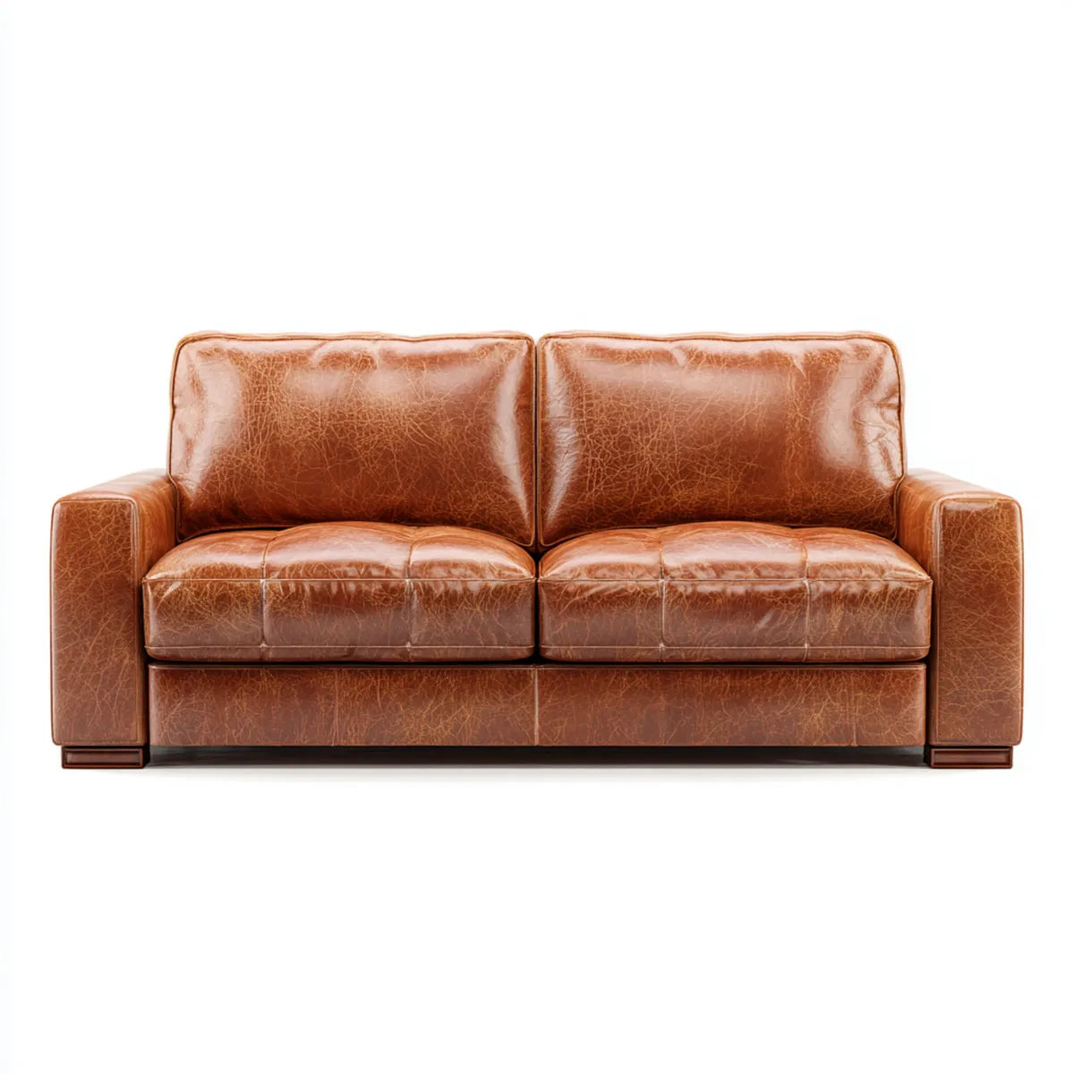 Sofa 2 br?zowe siedzenia w eko-sk¨®rze PU 170 x 90 x 88 cm prostok?tne