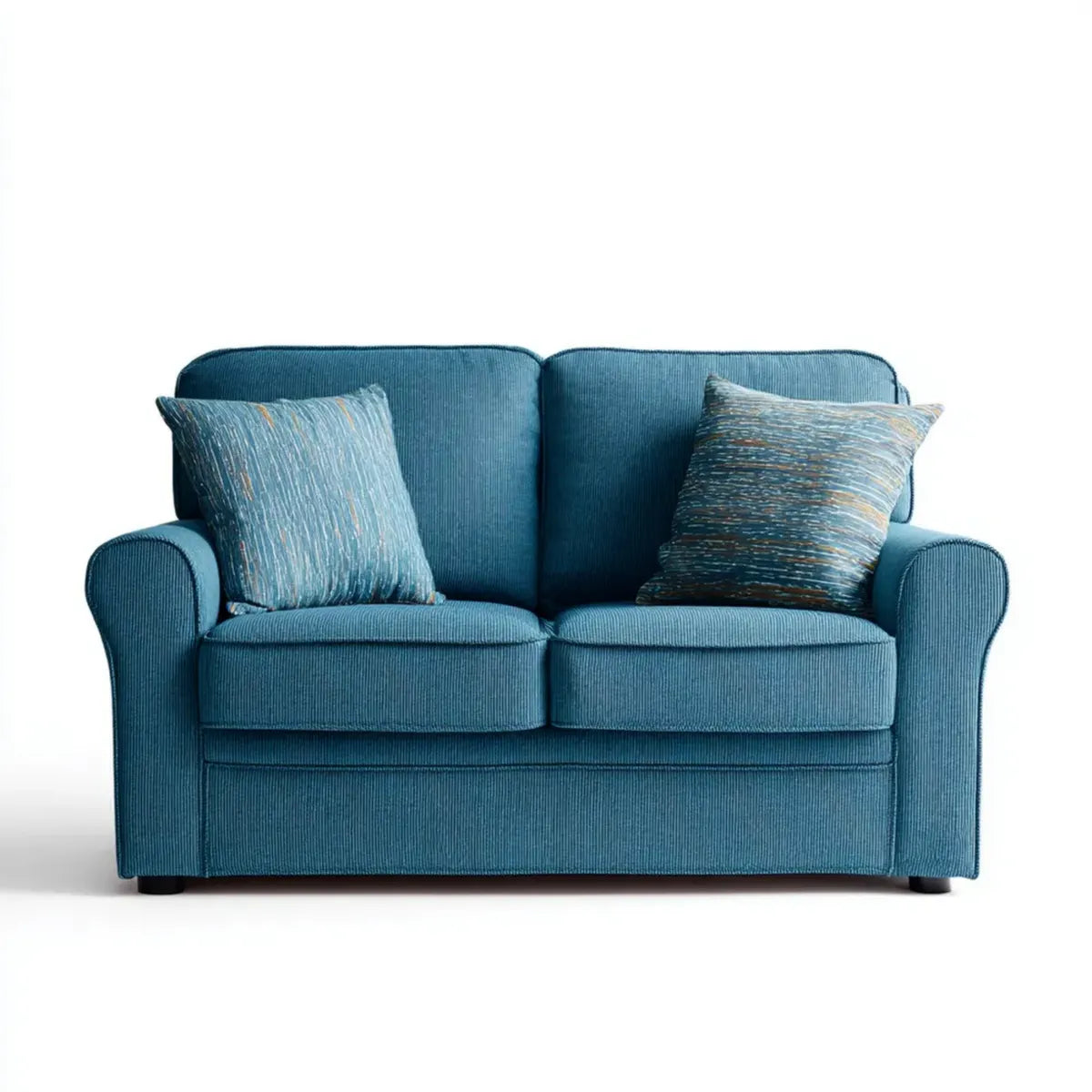 Sofa 2 miejsca niebieski olej poliestrowy prostok?tna z?bkowany 160 x 90 x 88 cm