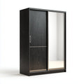 Szafa na drzwi przesuwne czarny z lustrem 120 x 60 x 200 cm prostok?tna p?yta wi¨®rowa