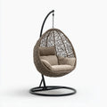 Hamak lub fotel wisz?cy, Br?zowy i be?owy ogr¨®d z wisz?cym fotelem ze stalowym oparciem 105 x 105 x 195 cm