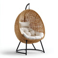 Hamak lub fotel wisz?cy, be?owy ogr¨®d z jaj wisz?ce fotel z naturaln? rattan czarny podparcie i stal 105 x 95 x 195 cm