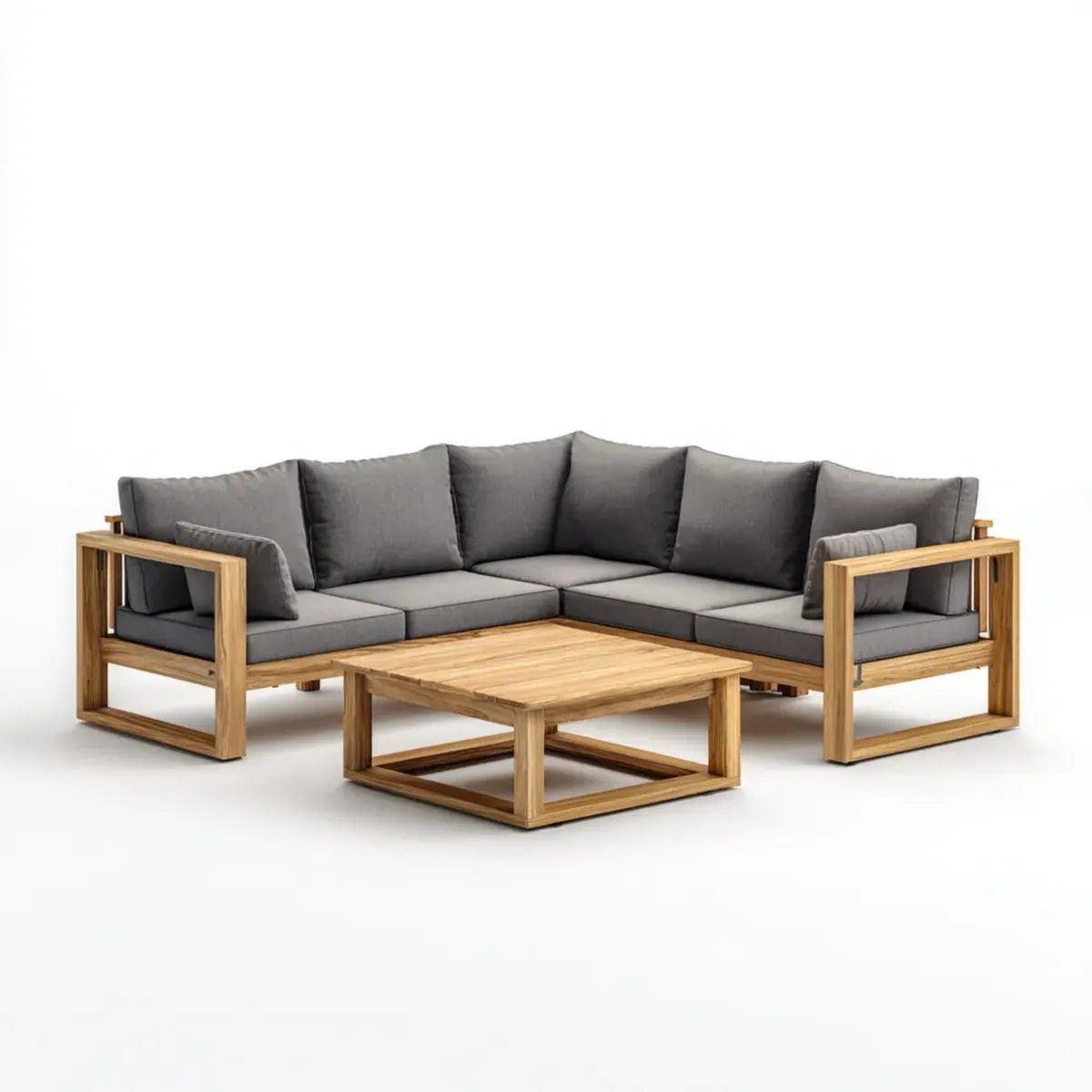 Sofa ogrodowa, Taras loungeset naro?na sofa z stolikiem do kawy szary acacia drewno 210 x 210 x 68 cm