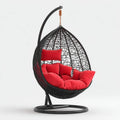 Hamak lub fotel wisz?cy, Czarny i czerwony ogr¨®d wisz?ce fotel 105 x 105 x 195 cm stali i PE rattan kropla
