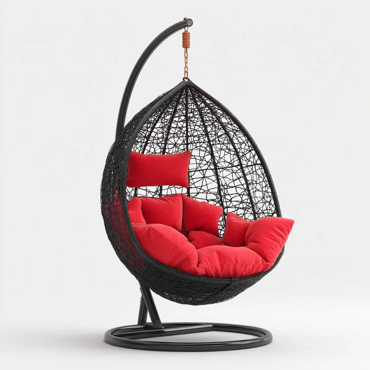 Hamak lub fotel wisz?cy, Czarny i czerwony ogr¨®d wisz?ce fotel 105 x 105 x 195 cm stali i PE rattan kropla