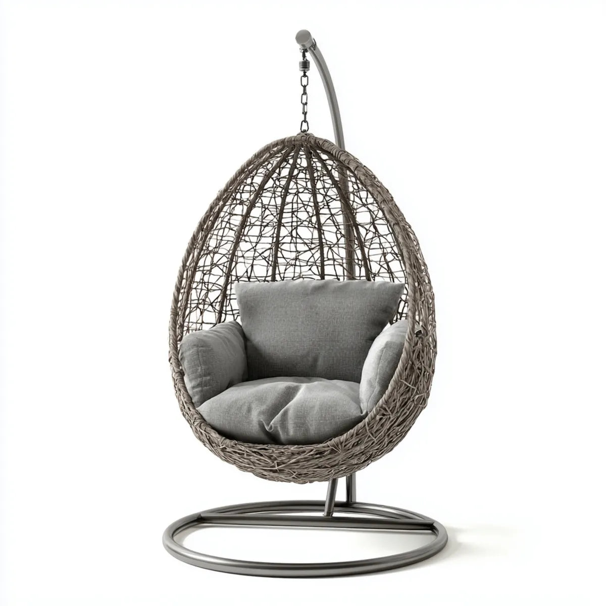Hamak lub fotel wisz?cy, Szary ogr¨®d Egg Wisz?ce fotel 105 x 105 x 195 cm w stali i rattan PE