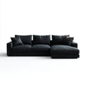 Sofa, Kanapa narożna z 3 miejscami czarnymi 280 x 170 cm w skórze PU z prawym półwyspem w kształcie litery L