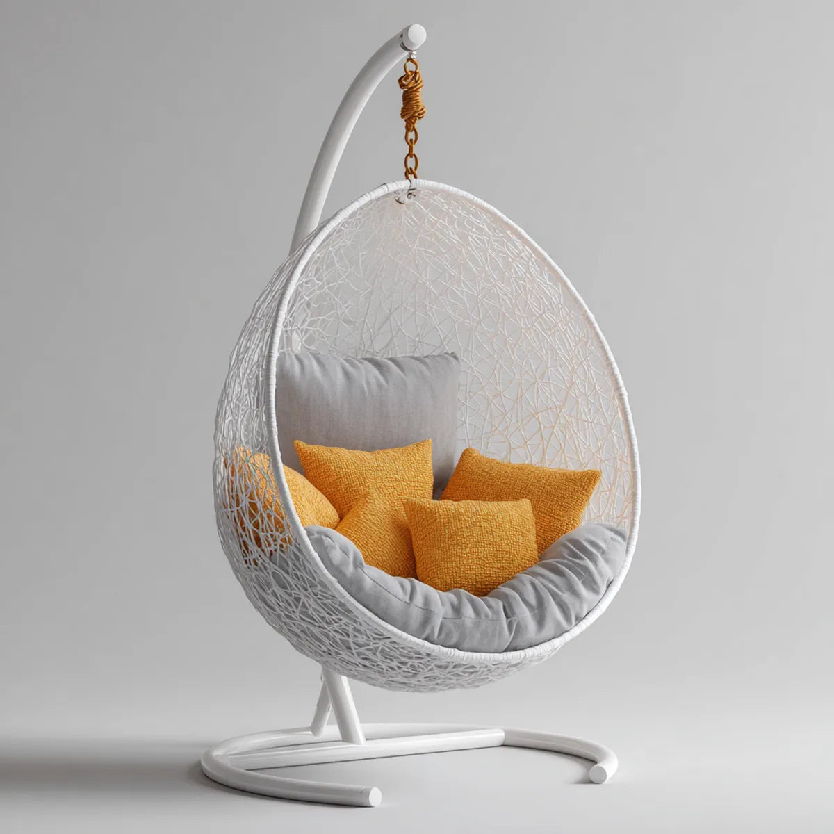 Hamak lub fotel wisz?cy, Bia?y ogr¨®d Egg Wisz?ce fotel 105 x 95 x 195 cm w stali i rattan PE
