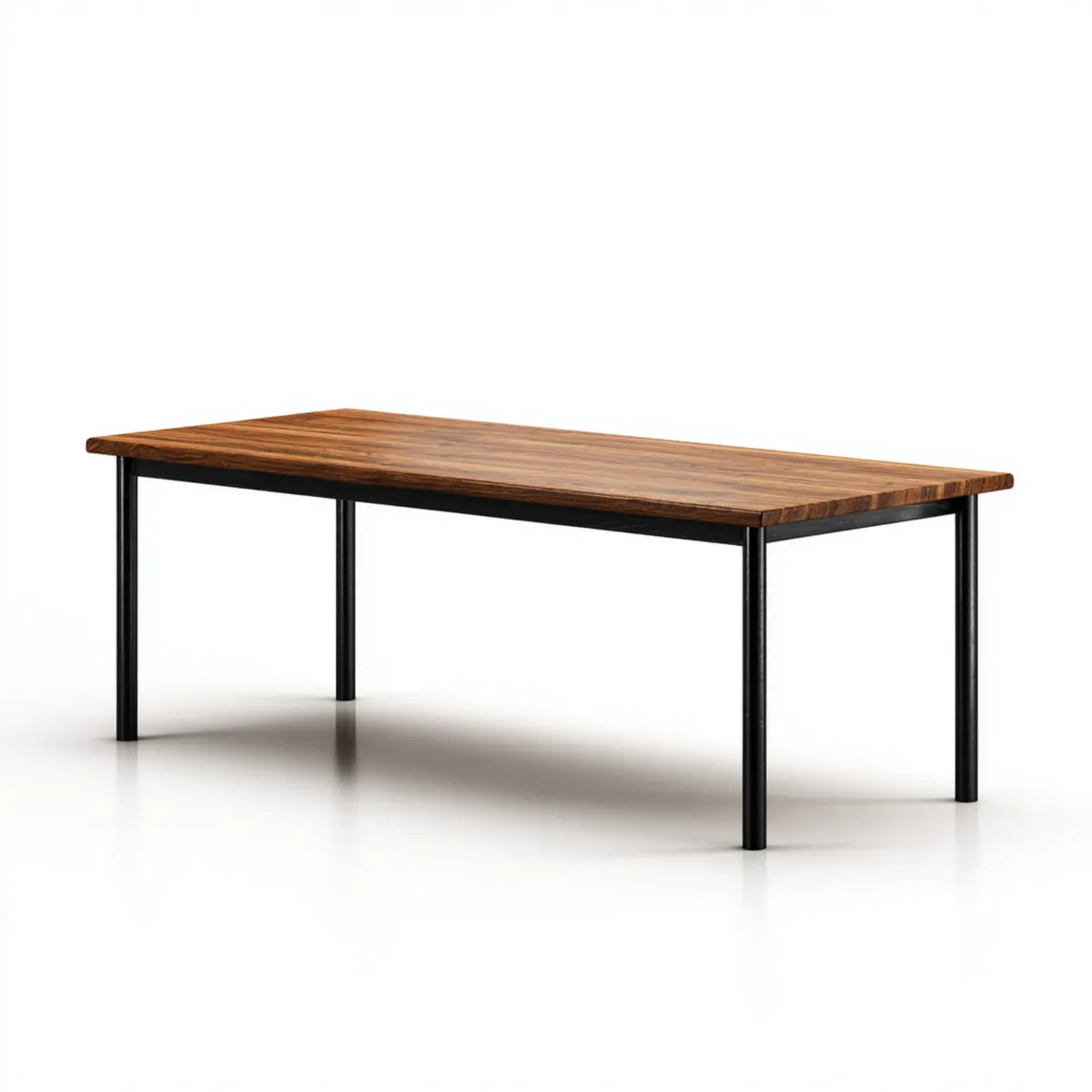 St¨®? do jadalni, prostok?tny st¨®? sto?owy br?zowy i czarny 160 x 80 x 75 cm w litej akacji i drewna stalowego