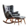 Fotel bujany, Krzes?o rockowe z antracytem szarym podn¨®?kiem w poliestrze i sosnie sta?ej 68 x 100 x 104 cm
