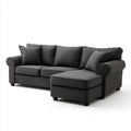 Sofa 3 fotele z szarym poliestrowym ottomanem 240 x 95 x 90 cm