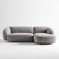 Sofa z krzese?kowym hawajem szarym 250 x 160 x 75 cm w aksamicie z efektem poliestrowym w kszta?cie L