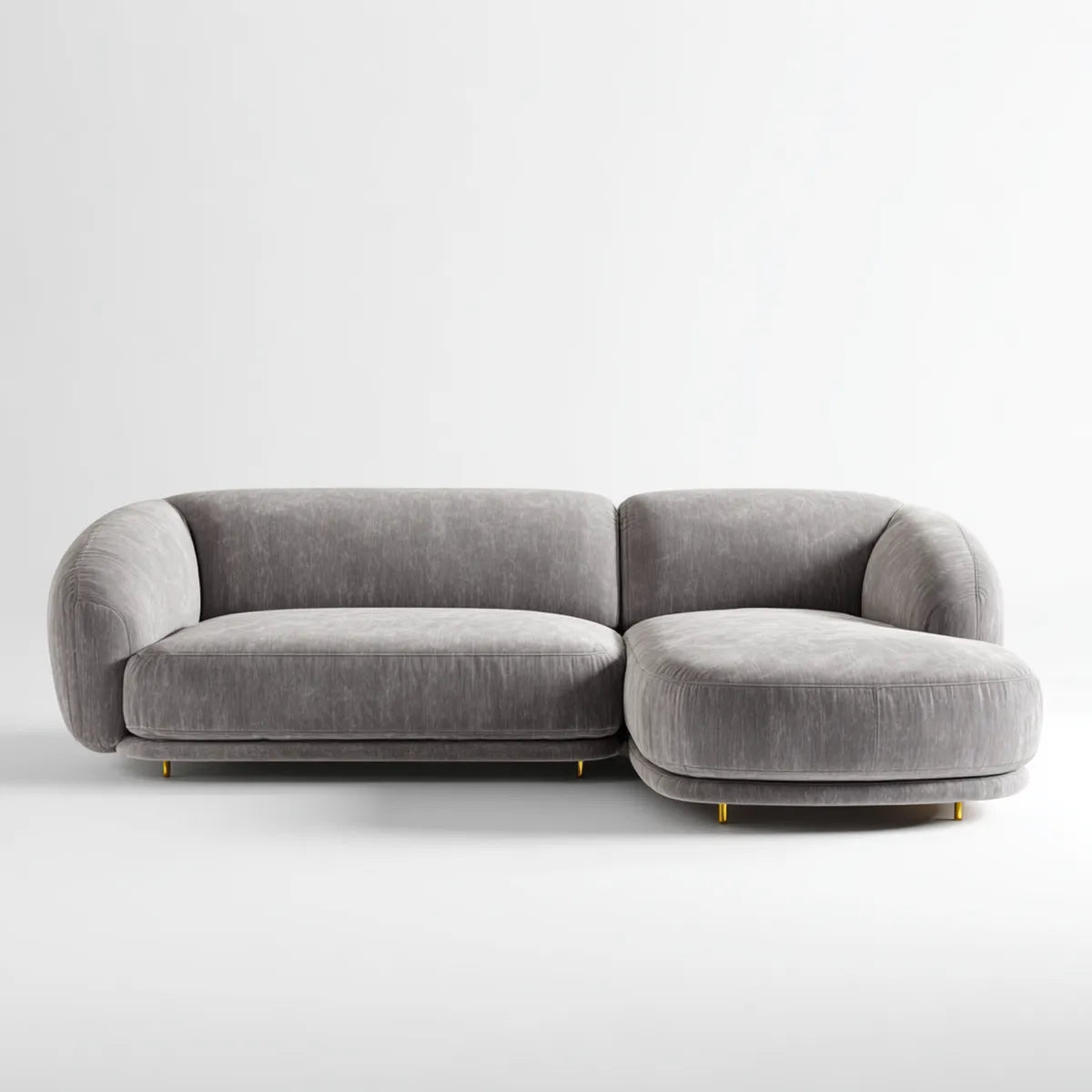 Sofa z krzese?kowym hawajem szarym 250 x 160 x 75 cm w aksamicie z efektem poliestrowym w kszta?cie L