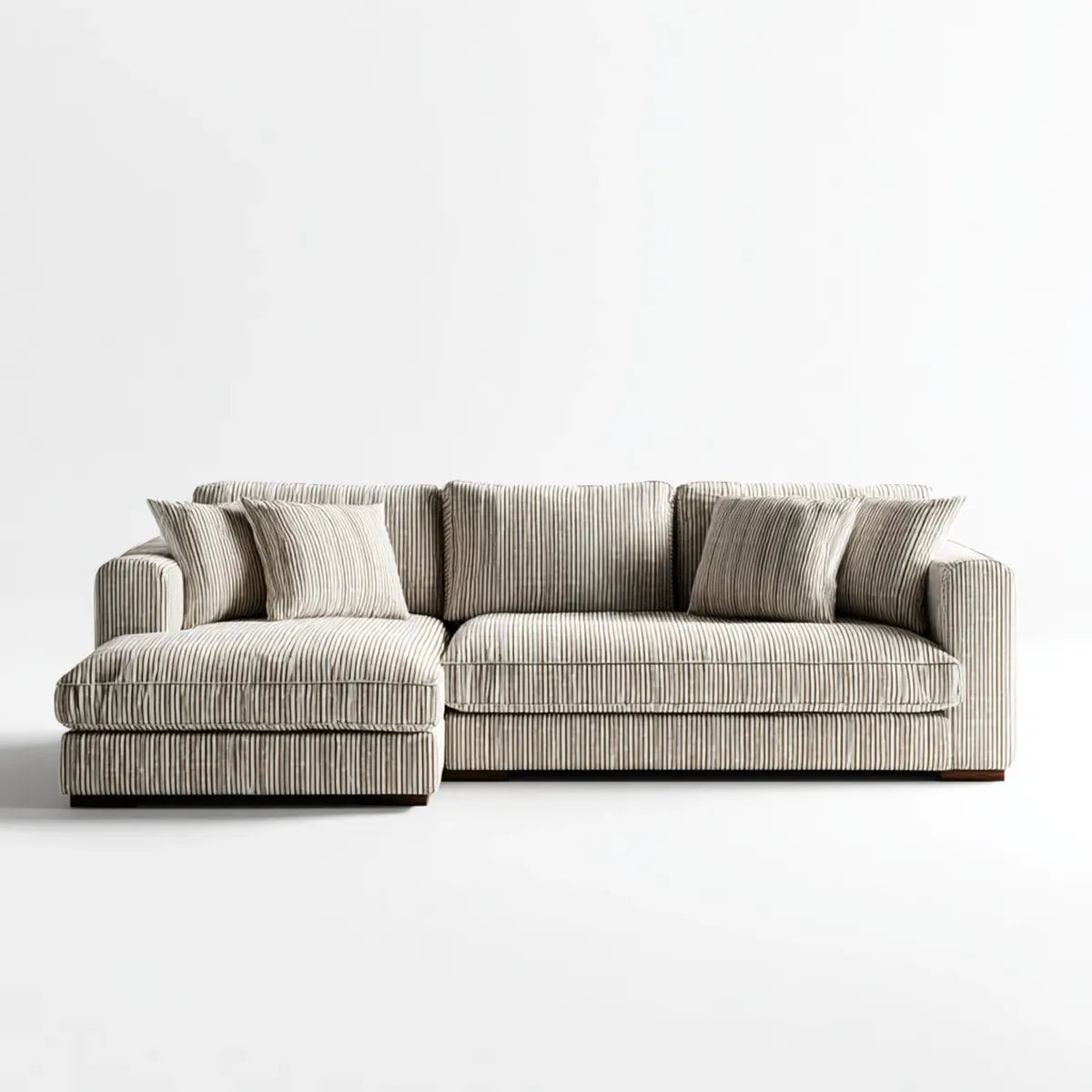 Sofa, Kanapa naro?na z piank? poliestrow? o kszta?cie L w paski, 260 x 165 x 85 cm