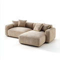 Sofa, Kanapa naro?na 3 fotele z krzese?kiem z be?owym go??bic? w aksamicie przy wst??ce 285 x 175 x 76 cm