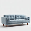 sofa 3-osobowa niebieska szara 220 x 90 x 85 cm poliestrowy aksamit prosty kszta?t