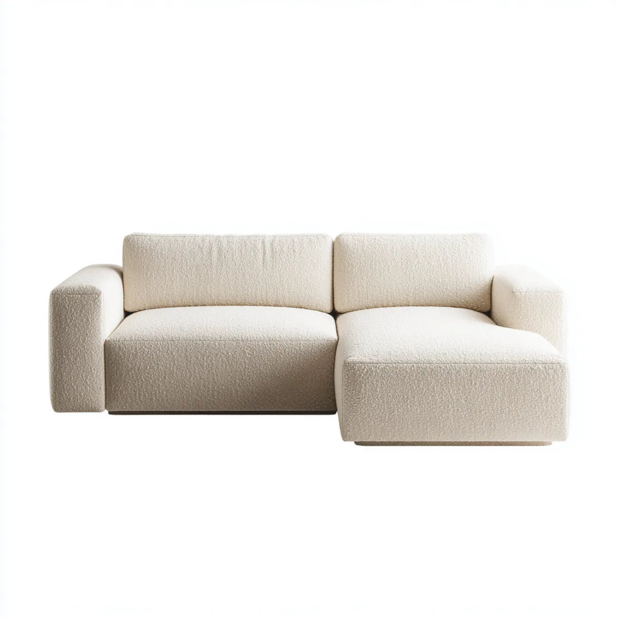 Sofa, Modu?owa 2-osobowa sofa z szezlongiem prawy krem bookle poliester 250 x 160 x 75 cm