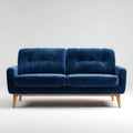Sofa 2 granatowe miejsca w aksamicie poliestrowym z litymi nogami z drewna 150 x 82 x 84 cm prostok?tne