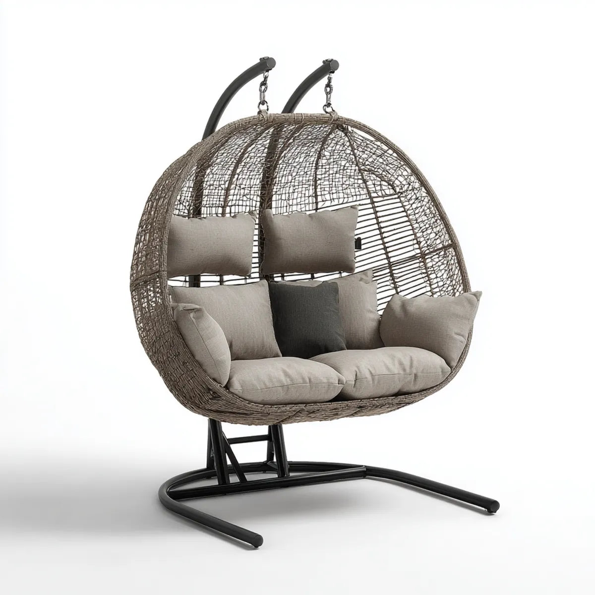 Hamak lub fotel wisz?cy, Podw¨®jne krzes?o wisz?ce z podw¨®jnym ratanowym PE ze stalow? konstrukcj? 200 x 140 x 120 cm