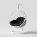 Hamak lub fotel wisz?cy, Bia?y ogr¨®d wisz?ce fotel z czarnej poduszki rattan PE i stali 95 x 95 x 195 cm