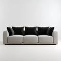 Sofa 3 umieszcza jasnoszary i czarny 230 x 95 x 82 cm w poliestrze o kszta?cie liniowym