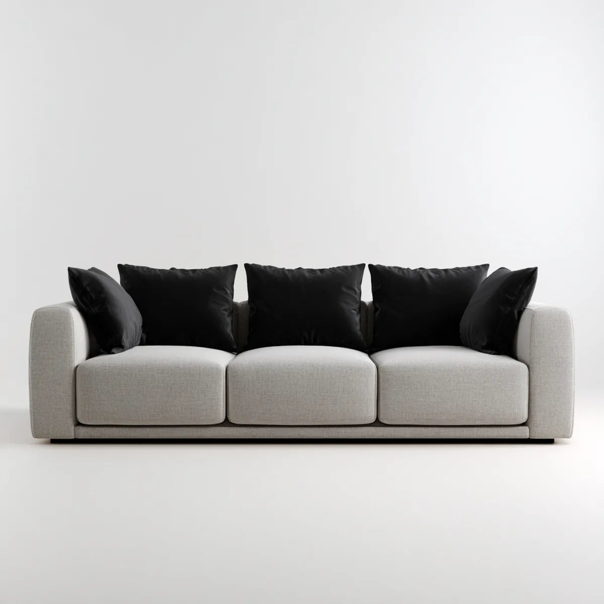 Sofa 3 umieszcza jasnoszary i czarny 230 x 95 x 82 cm w poliestrze o kszta?cie liniowym