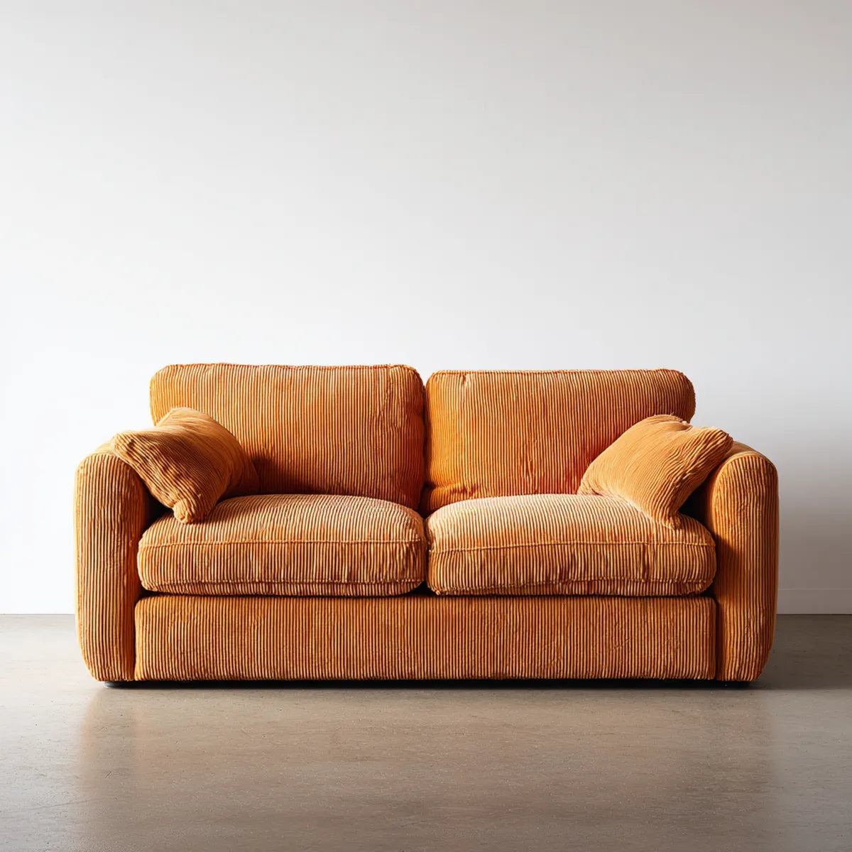 Sofa 2 pomara¨½czowa aksamitna poliestrowa rozk?adana kanapa z poduszkami 170 x 90 x 85 cm