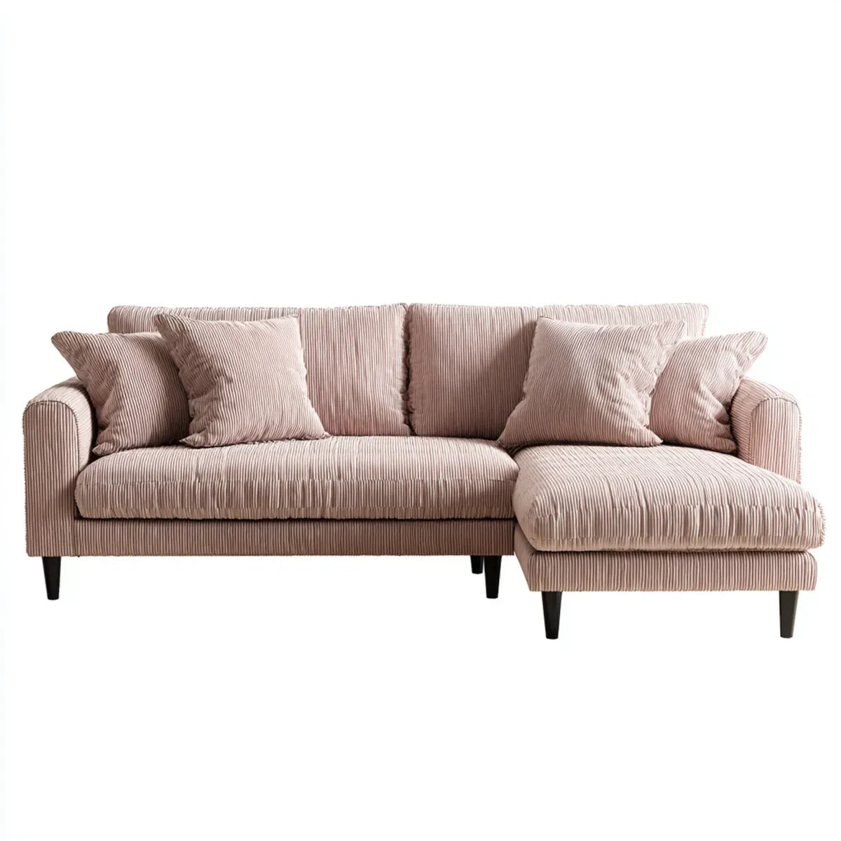 Sofa, K?cik sofa z szezlongiem r¨®?owy proszek aksamit 245 x 155 x 85 cm