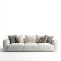 Sofa 3 fotele bia?y poliester bookle 240 x 100 x 78 cm prostok?tna