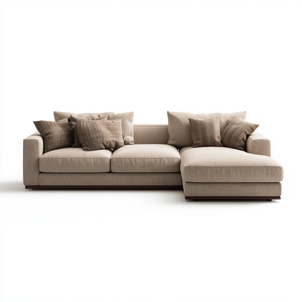 Sofa, Kanapa naro?na 3 be?owe fotele z prawym p¨®?wyspem 280 x 160 x 82 cm w poliestrze i pianie poliuretanowej
