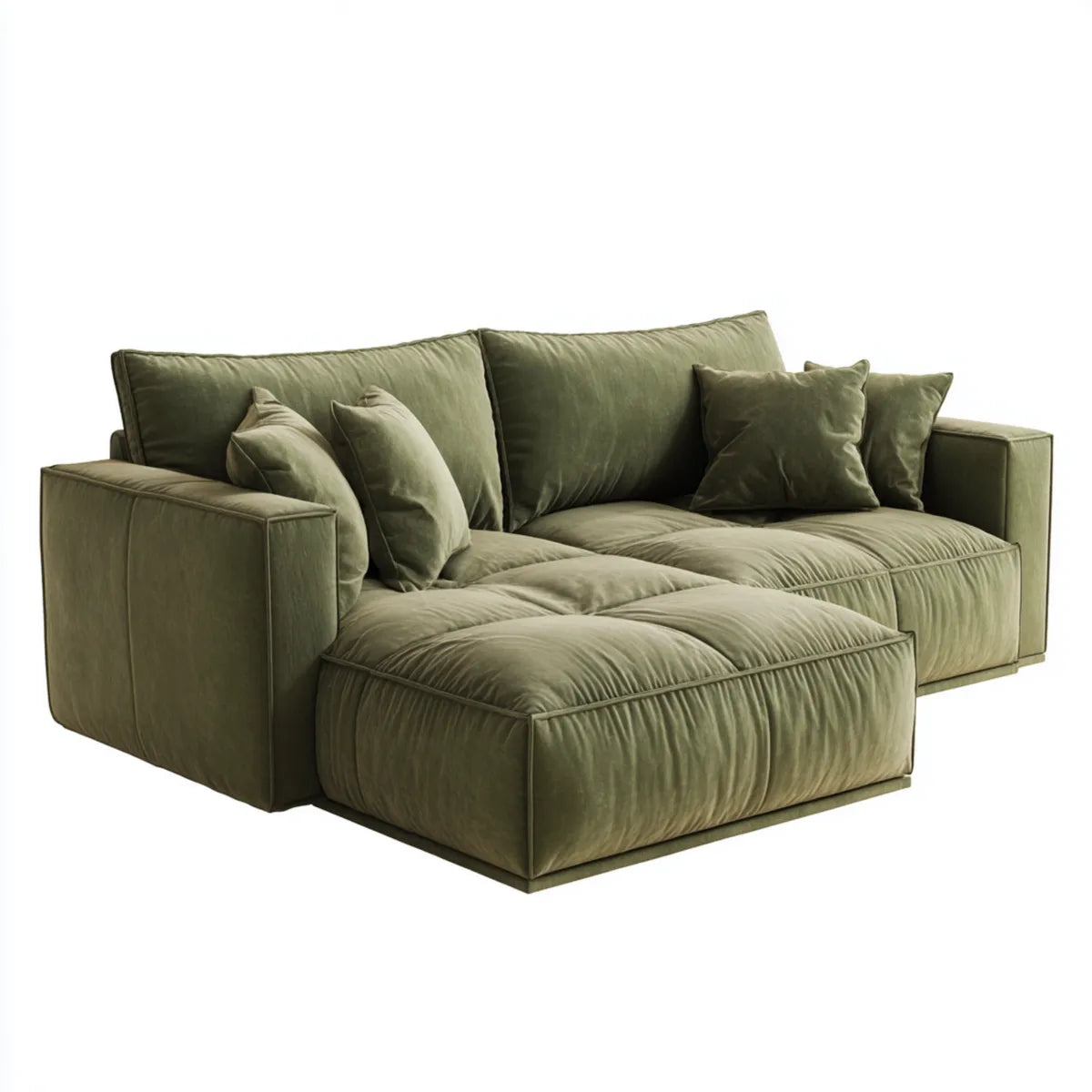 Sofa, Ro?na sofa 3 zielone miejsca w poliestrowym aksamicie 280 x 170 x 85 cm