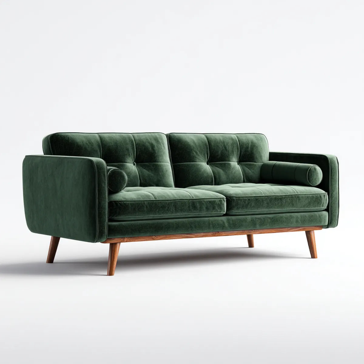 Sofa, 3 ciemnozielone sofa w prostok?tnym poliestrowym aksamicie 200 x 90 x 85 cm
