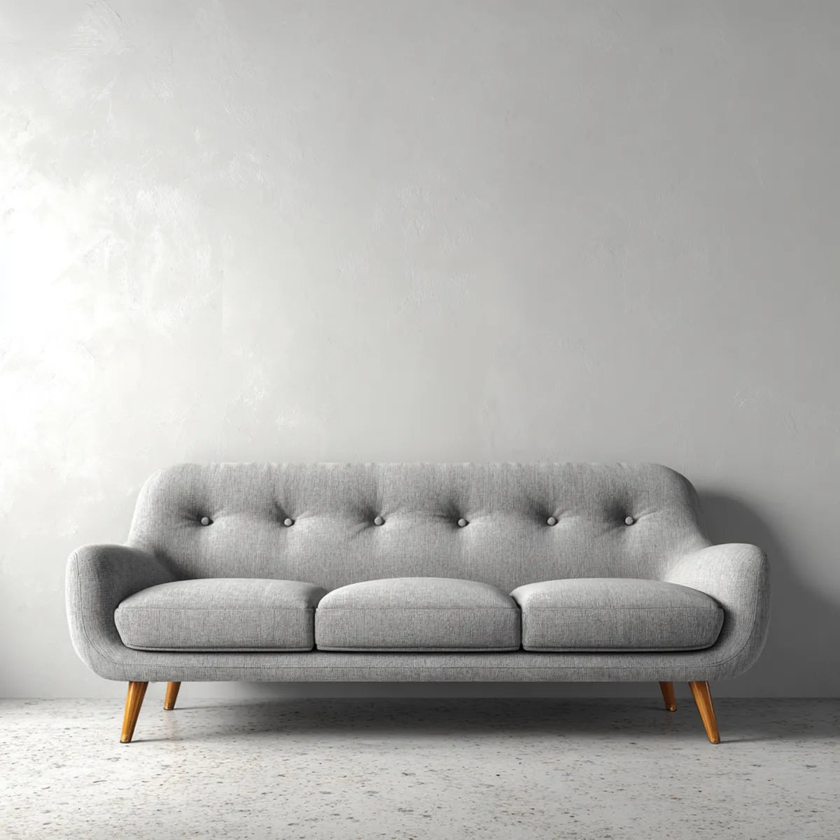 Sofa, 3 fotela jasnoszara 210 x 85 x 84 cm w poliestrze liniowym