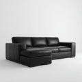 Sofa, K?cik sofa 3 fotele czarny 250 x 160 x 85 cm w PU sk¨®ra z krzese? longa lewo