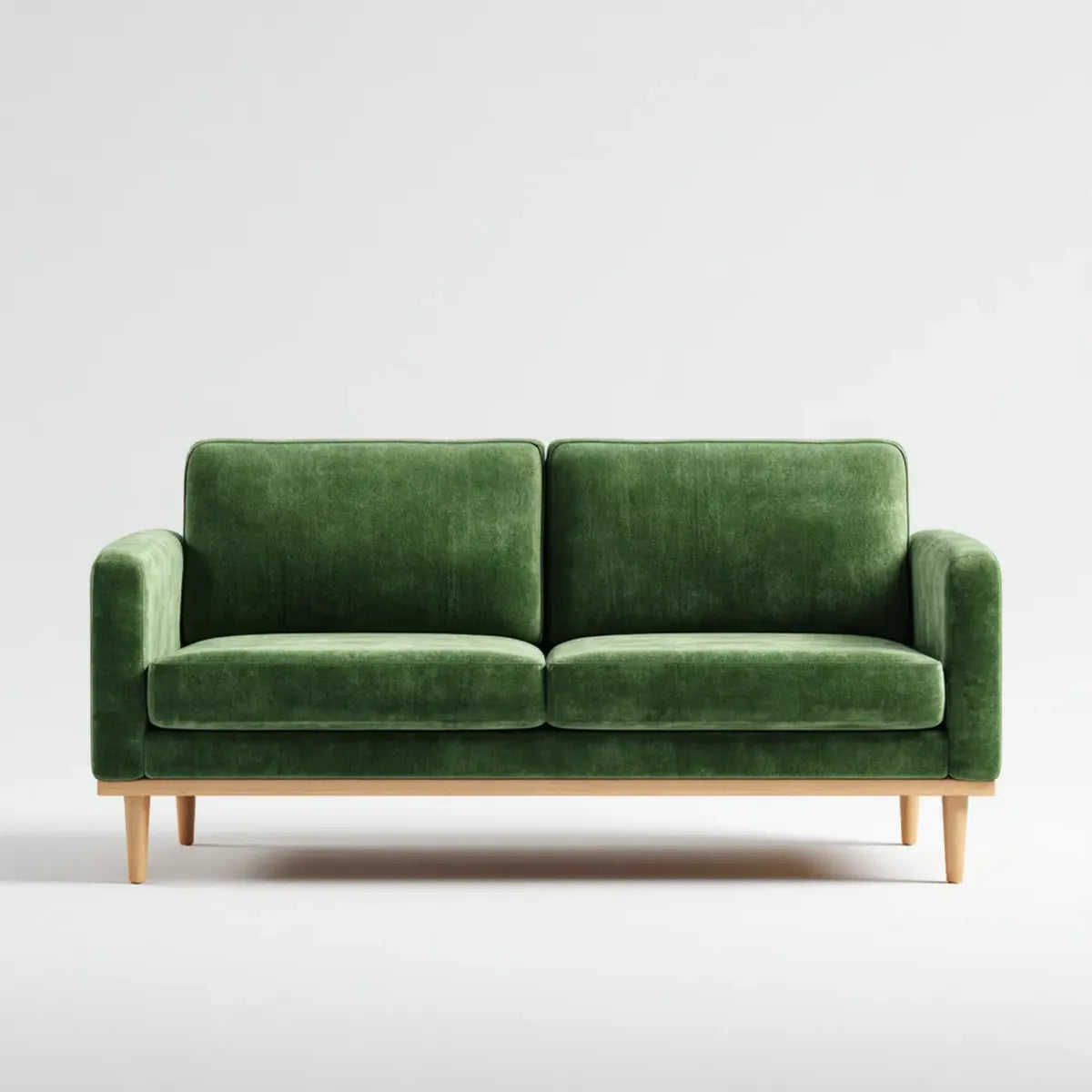Sofa 2 miejsca zielony w aksamit poliestrowy z nogami w hewea sta?y 165 x 85 x 82 cm prostok?tna