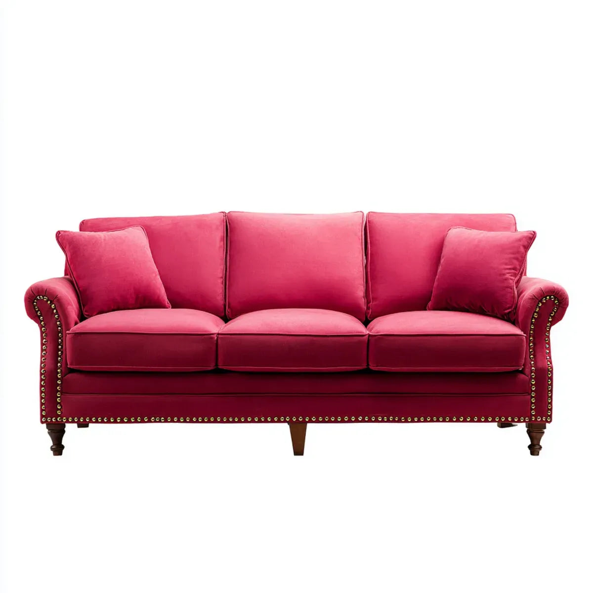 Sofa, 3 fotela w poliestrowym aksamicie z litym drewnianym ram? 210 x 90 cm prostok?tna, 210 x 90 x 90 cm