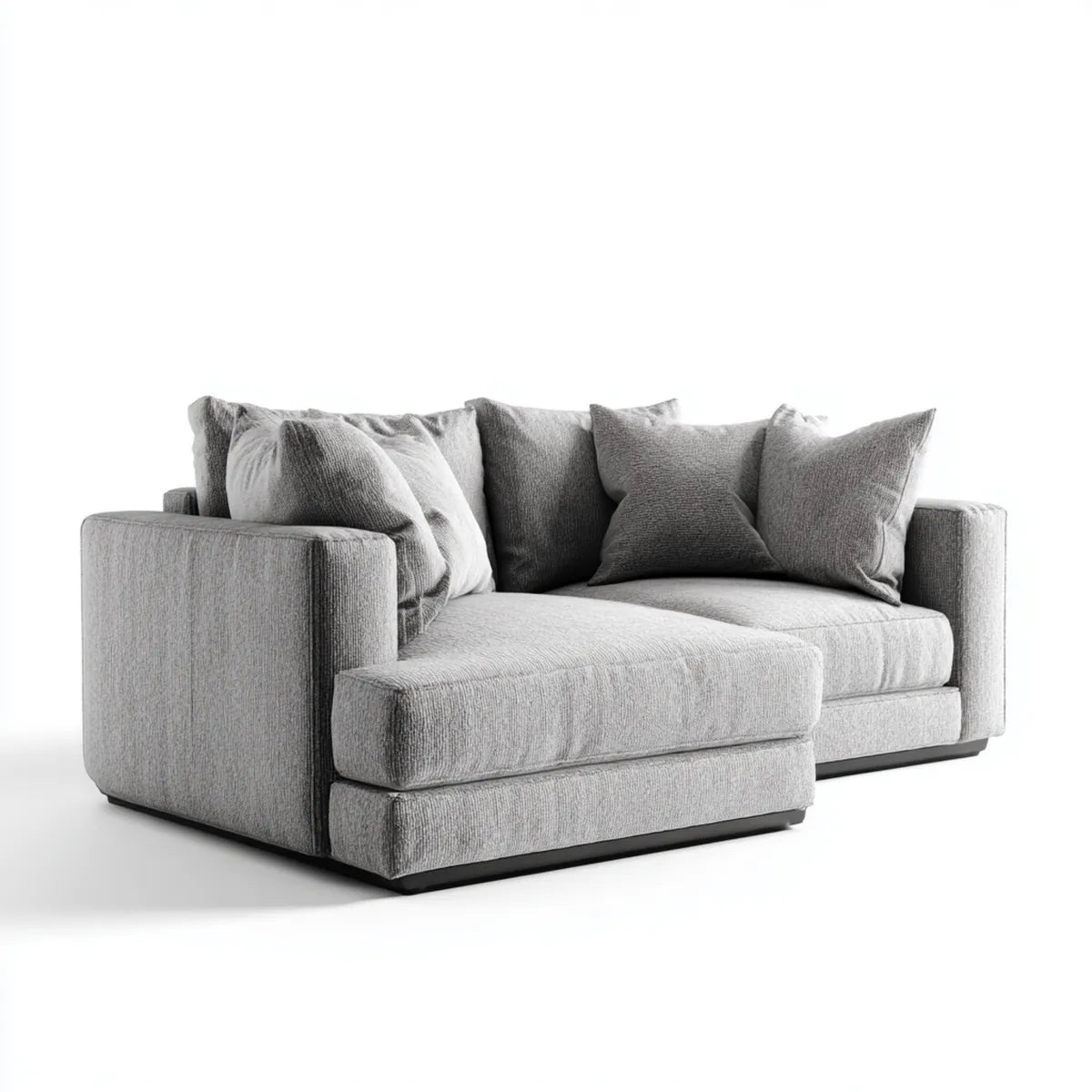 Sofa z krzese?kowym longiem lewym szarym poliestrem 260 x 165 x 85 cm k?t