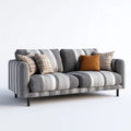 Sofa 3 umieszcza szaro-bia?e 220 x 95 x 85 cm poliestrowe pow?oki prostok?tne