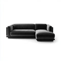 Sofa, Kanapa naro?na z krzese?kiem z prawej czarny 280 x 165 x 78 cm w poliestrowym aksamicie