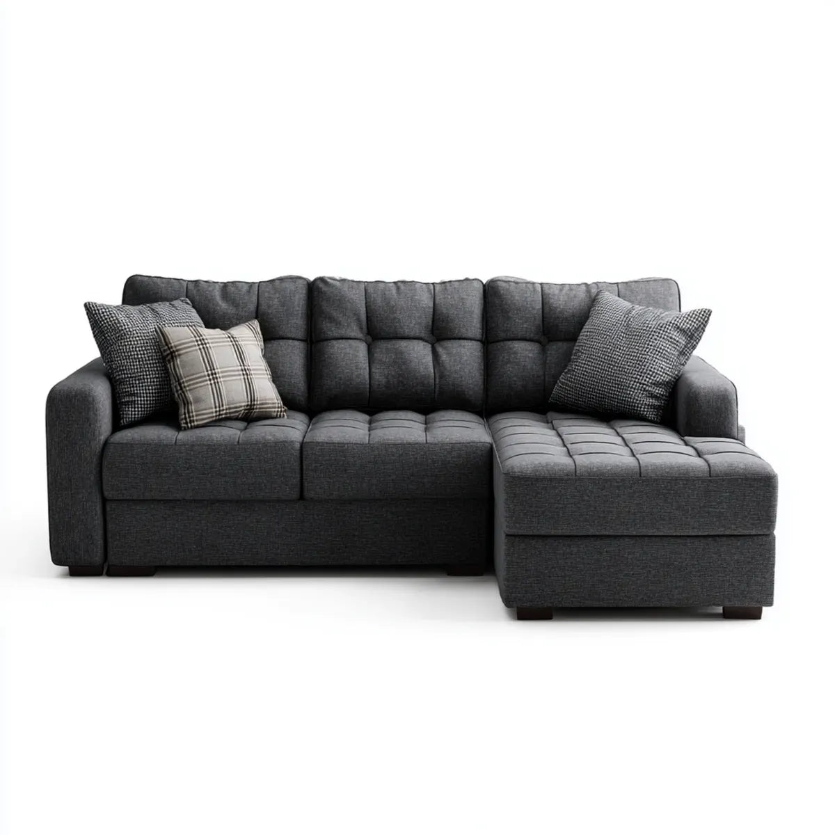 Sofa naro?na z krzese?kowym longiem szarym antracytem 260 x 160 x 85 cm pow?oka poliestrowa L