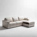 Sofa, Kanapa naro?na z be?owym kontenerem sk¨®rzanym p¨®?wysep PU 260 x 160 x 85 cm