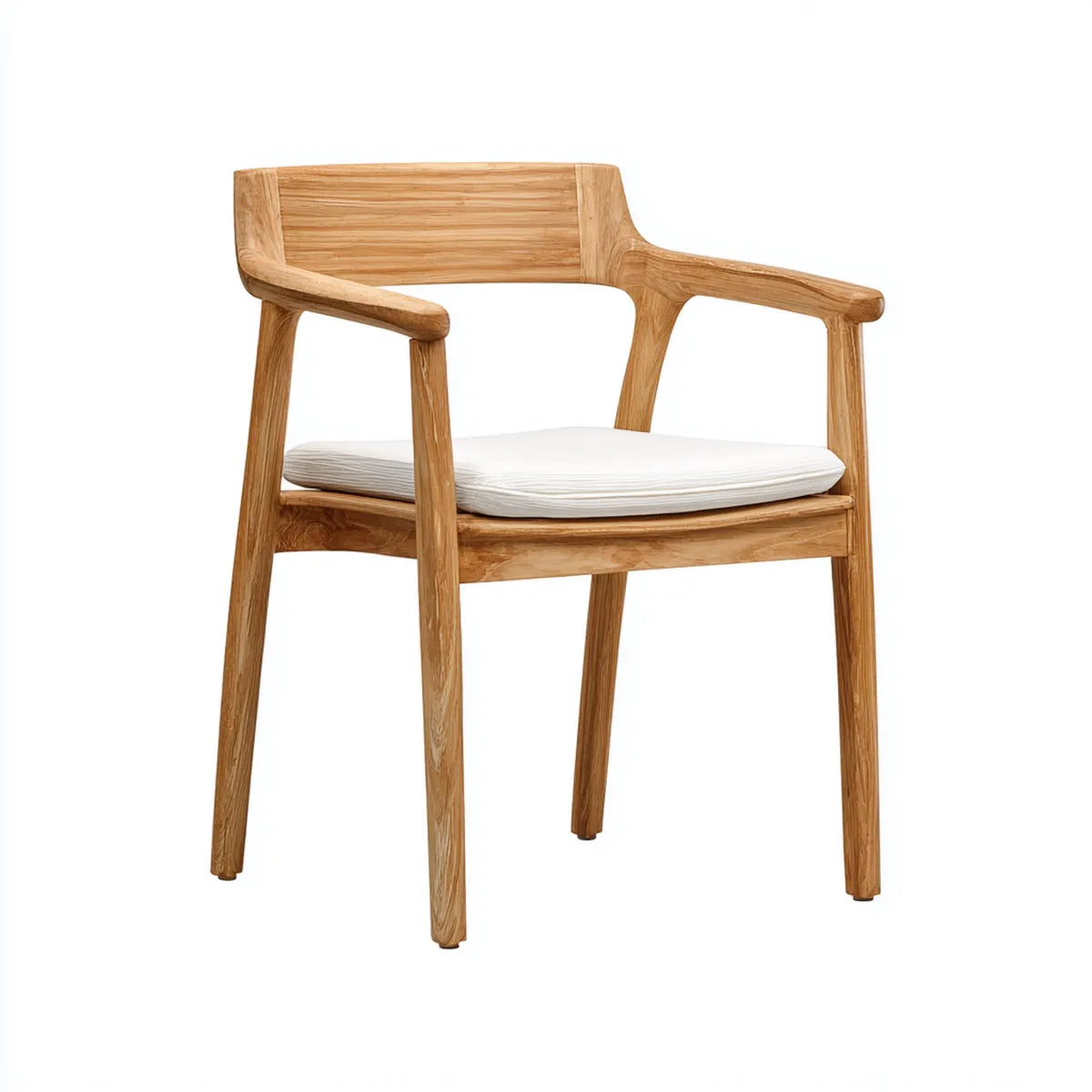 Krzes?o jadalne w teku z bia?? poduszk? prostok?tn? do ty?u 56 x 57 x 78 cm